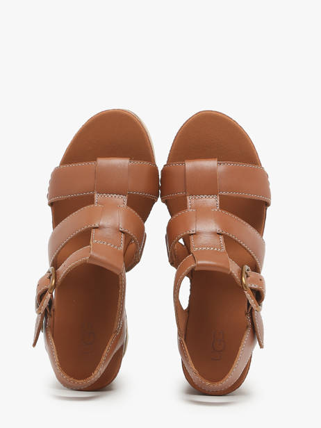 Wedge Sandals In Leather Ugg Brown women 1152667 other view 3