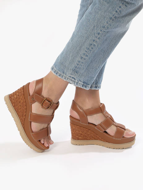 Wedge Sandals In Leather Ugg Brown women 1152667 other view 2
