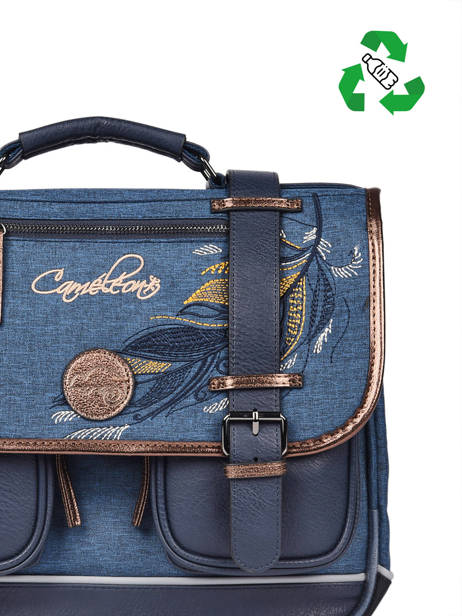 Cartable 2 Compartiments Cameleon Bleu vintage fantasy PBVGCA35 vue secondaire 2