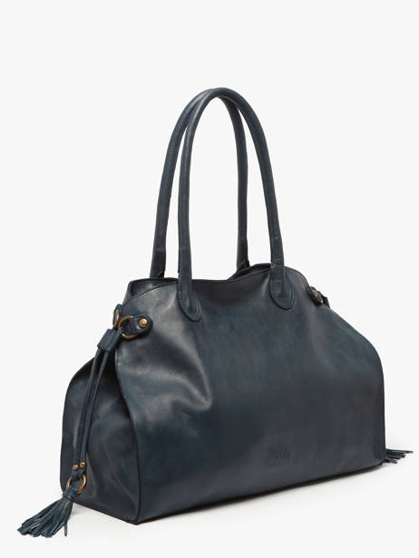 Shoulder Bag Cow A4 Leather Basilic pepper Blue cow BCOW85 other view 2